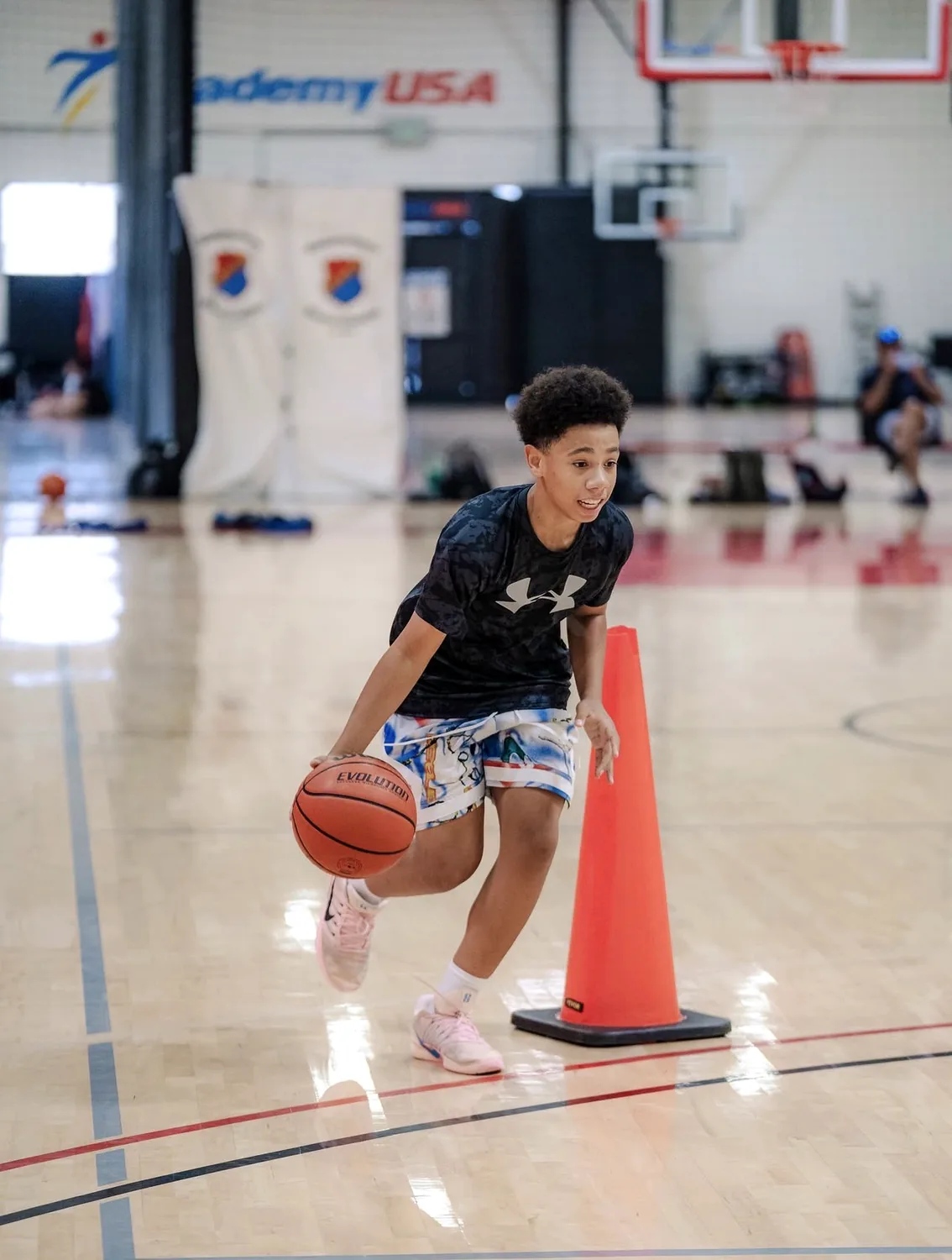 The U athlete in a cone dribble drill